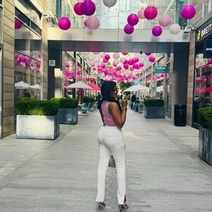 AKIRA White Straight Leg Women's Pants